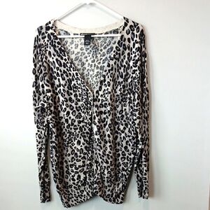 Lane Bryant Cotton Leopard Button Down Cardigan Womens 22/24